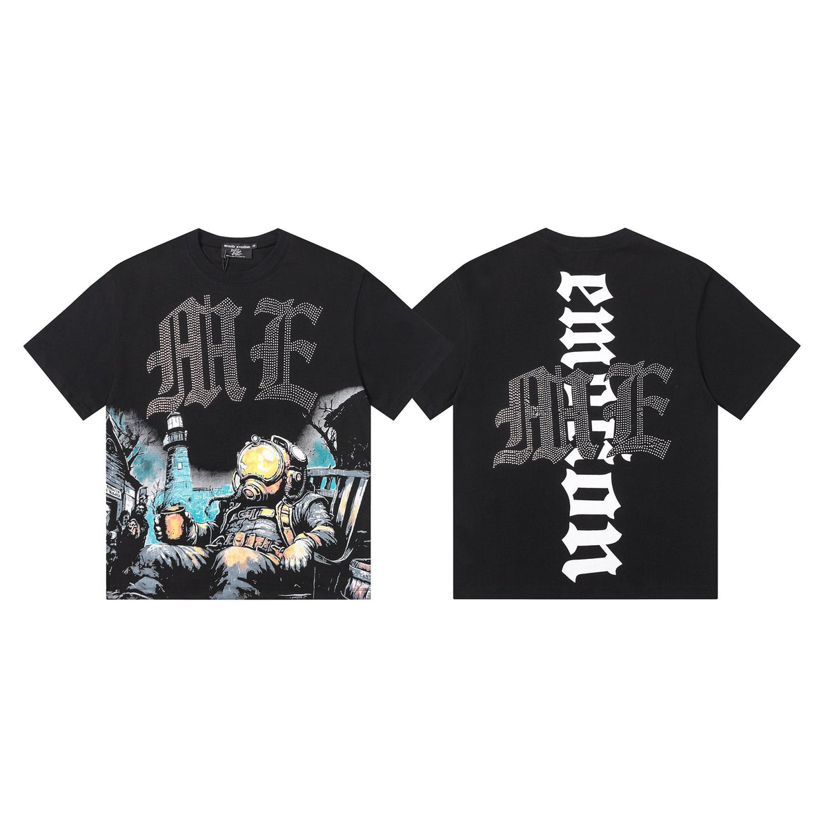 MIXED EMOTION Rhinestone-Style Graphic T-Shirt
