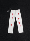 Chrome Hearts White Cross Patch Jeans