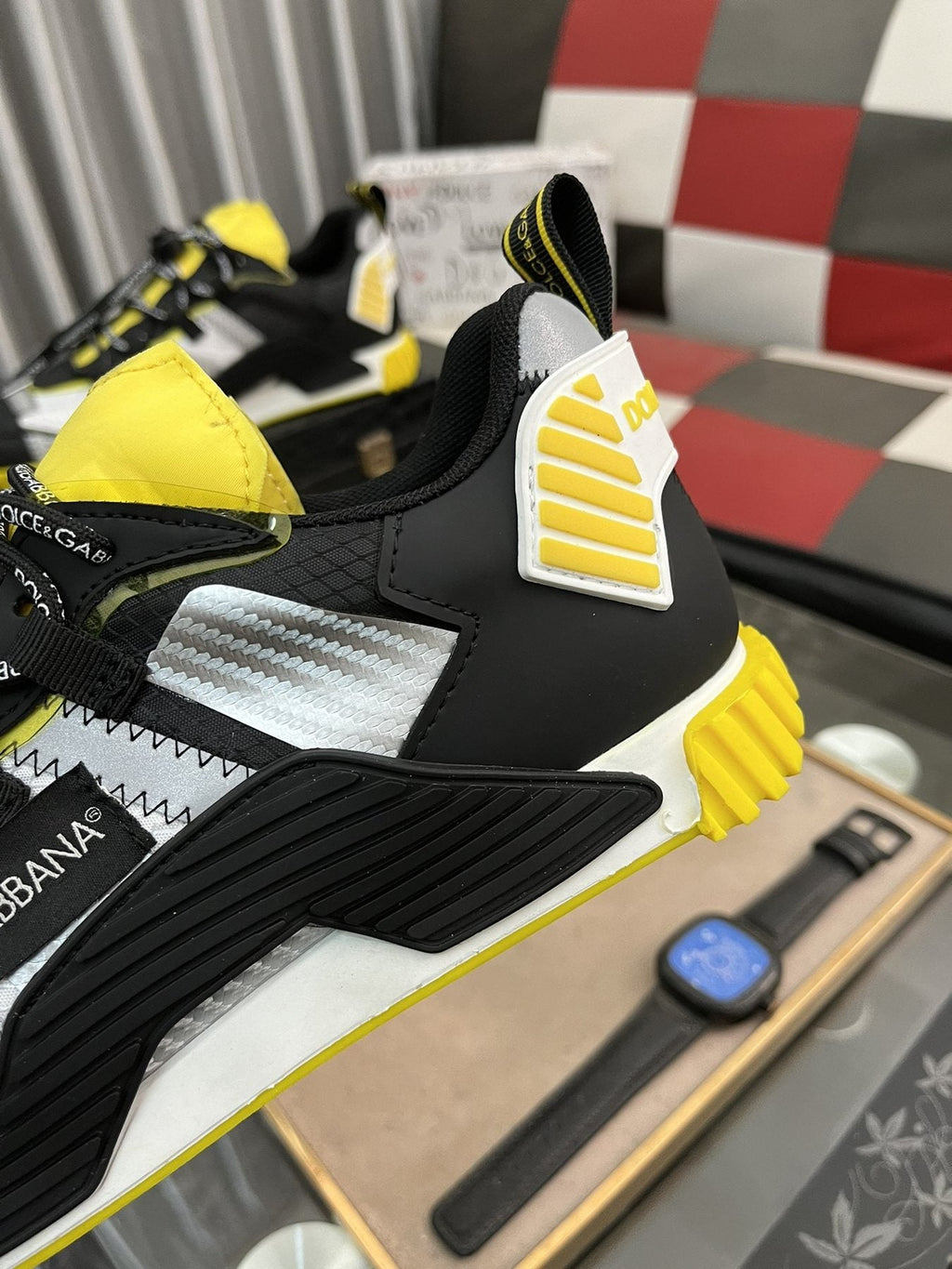 Dolce & Gabbana Black, White & Yellow Chunky Sneakers