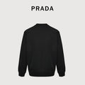 Prada Re-Nylon Chest Patch Pocket Triangle Logo Crew Neck Sweatshirt Black